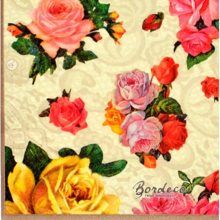 Serwetka decoupage firmy R&F róże 33x33cm